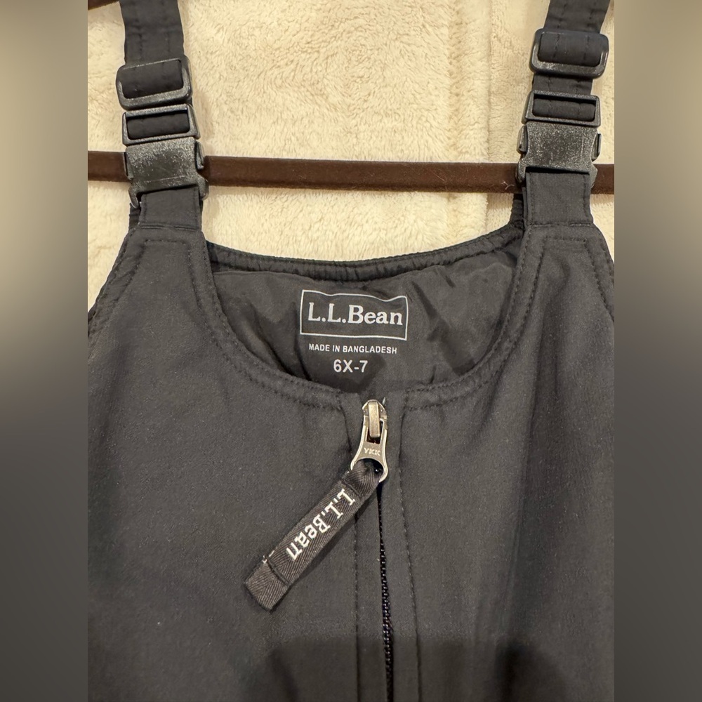 LL BEAN kid’s Insulated Snow Bib Pants. Size 6x-7. Black color. - Picture 7 of 7